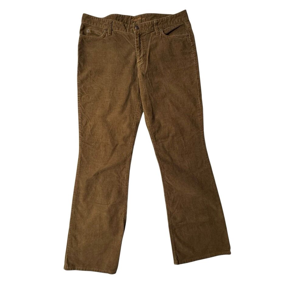 VTG Eddie Bauer Pants Womens Tan Corduroy Boot Cut Stretch Sz 12 90s Minimalism - Picture 2 of 11